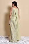 Shop_Kanika Sharma_Green Crinkled Cotton Square Neck Layered Maxi Dress _at_Aza_Fashions