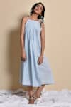 Kanika Sharma_Blue Cotton Layered Midi Dress For Kids_Online_at_Aza_Fashions