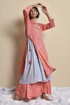 Kanika Sharma_Coral Kurta Chanderi Inner Crincled Cotton Pant Hand Embroidered Set _Online_at_Aza_Fashions