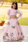 Buy_Panchhi By Kanupriya Tibrewala_Pink Silk Organza, Silk, Net Embroidery, Gota Tara Mogra Embellished Lehenga Set_at_Aza_Fashions