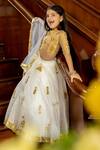 Buy_Panchhi By Kanupriya Tibrewala_White , Net, Organza Embroidery Cracker Lehenga Set_at_Aza_Fashions