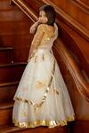 Shop_Panchhi By Kanupriya Tibrewala_White , Net, Organza Embroidery Cracker Lehenga Set_at_Aza_Fashions