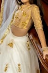 Panchhi By Kanupriya Tibrewala_White , Net, Organza Embroidery Cracker Lehenga Set_Online_at_Aza_Fashions