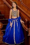 Buy_Panchhi by Kanupriya Tibrewala_Blue Top Silk Organza Embroidery Gota Lehenga Set _at_Aza_Fashions