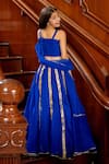 Shop_Panchhi by Kanupriya Tibrewala_Blue Top Silk Organza Embroidery Gota Lehenga Set _at_Aza_Fashions