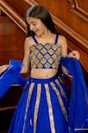 Panchhi by Kanupriya Tibrewala_Blue Top Silk Organza Embroidery Gota Lehenga Set _Online_at_Aza_Fashions