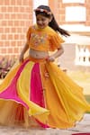 Buy_Panchhi By Kanupriya Tibrewala_Multi Color Georgette Sequins, Beads, Albeli Embroidered Blouse Lehenga Set_at_Aza_Fashions