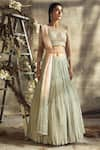 Buy_Rachit Khanna_Grey Georgette Round Embroidered Bridal Lehenga Set  _at_Aza_Fashions