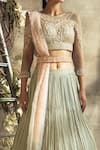 Rachit Khanna_Grey Georgette Round Embroidered Bridal Lehenga Set  _Online_at_Aza_Fashions