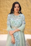 Shop_House Of Tushaom_Green Georgette Printed Tropical Round Anarkali With Dupatta _Online_at_Aza_Fashions
