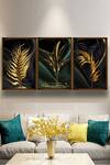 Buy_The Art House_Multi Color Canvas Handmade Abstract Leaf Painting Set Of 3_at_Aza_Fashions