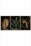 The Art House_Multi Color Canvas Handmade Abstract Leaf Painting Set Of 3_Online_at_Aza_Fashions