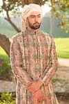 Shop_Soniya G_Ivory Handloom Silk Embellished Paisley Sherwani Set _Online_at_Aza_Fashions