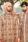 Soniya G_Ivory Handloom Silk Printed Geometric Bundi And Kurta Set _at_Aza_Fashions