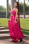 Buy_Soniya G_Fuchsia Handmade Cotton Striped Pattern Sweetheart Lurex Blouse And Palazzo Set _Online_at_Aza_Fashions