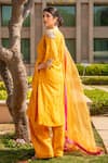 Buy_Soniya G_Yellow Handmade Cotton Embroidery Sequins V Neck Kurta Pant Set _Online_at_Aza_Fashions