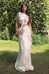 Buy_Soniya G_Ivory Handmade Cotton Embroidery Sequins Pallu Pre-draped Saree With Blouse _Online_at_Aza_Fashions