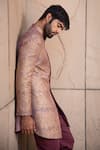 Soniya G_Pink Handloom Silk Paisley Pattern Bandhgala And Pant Set_Online_at_Aza_Fashions