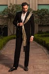Buy_Soniya G_Black Italian Crepe Draped Tuxedo Pant Set_Online_at_Aza_Fashions