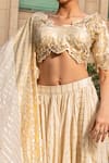 Buy_Soniya G_Ivory Handmade Cotton Embroidery Sequins Cutwork Striped Pattern Lehenga Set _Online_at_Aza_Fashions