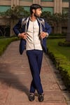 Soniya G_Blue Italian Crepe Embellished Tuxedo Pant Set_Online_at_Aza_Fashions