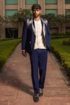 Buy_Soniya G_Blue Italian Crepe Embellished Tuxedo Pant Set_Online_at_Aza_Fashions