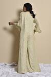 Shop_Kanika Sharma_Green Kota Notched Round Neck Hand Embroidered Jumpsuit _at_Aza_Fashions