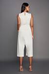 Shop_Deepika Arora_White Ponte Roma Overlap Jumpsuit_at_Aza_Fashions