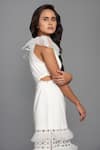 Buy_Deepika Arora_White Ponte Roma Embroidery V Neck Layered Midi Dress _Online_at_Aza_Fashions