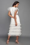 Shop_Deepika Arora_White Ponte Roma Embroidery V Neck Layered Midi Dress _Online_at_Aza_Fashions