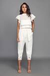 Buy_Deepika Arora_White Ponte Roma Round Co-ord Pant Set_at_Aza_Fashions