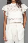 Buy_Deepika Arora_White Ponte Roma Round Co-ord Pant Set_Online_at_Aza_Fashions