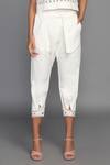 Shop_Deepika Arora_White Ponte Roma Round Co-ord Pant Set_Online_at_Aza_Fashions