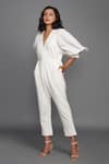 Buy Deepika Arora White Ponte Oversized Sleeve Jumpsuit With Belt ...