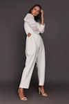 Buy_Deepika Arora_White Roma Embroidered Sequins V Neck Puff Sleeve Jumpsuit With Belt _Online_at_Aza_Fashions