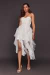 Buy_Deepika Arora_White Roma Embellished Sequins Sweetheart Neck Corset Top And Ruffle Skirt Set _Online_at_Aza_Fashions