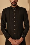 Dhruv Vaish_Black Terry Wool Panelled Sherwani And Pant Set _Online_at_Aza_Fashions