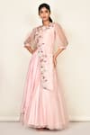 Buy_Khwaab By Sanjana Lakhani_Pink Silk Embroidered Floral Motifs Round Layered Anarkali _at_Aza_Fashions