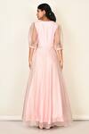 Shop_Khwaab By Sanjana Lakhani_Pink Silk Embroidered Floral Motifs Round Layered Anarkali _at_Aza_Fashions