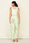Shop_Khwaab By Sanjana Lakhani_Green Silk Embroidered Floral Motifs Round Mint Kurta Set _at_Aza_Fashions
