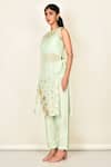 Buy_Khwaab By Sanjana Lakhani_Green Silk Embroidered Floral Motifs Round Mint Kurta Set _Online_at_Aza_Fashions