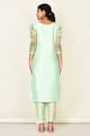 Shop_Khwaab By Sanjana Lakhani_Green Bamber Silk Embroidered Floral Motifs Round Kurta And Pant Set _at_Aza_Fashions