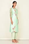 Khwaab By Sanjana Lakhani_Green Bamber Silk Embroidered Floral Motifs Round Kurta And Pant Set _Online_at_Aza_Fashions