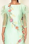 Khwaab By Sanjana Lakhani_Green Bamber Silk Embroidered Floral Motifs Round Kurta And Pant Set _at_Aza_Fashions