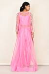 Shop_Khwaab By Sanjana Lakhani_Pink Silk Embroidered Floral Jacket V Neck Bead And Pant Set _at_Aza_Fashions
