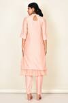 Shop_Khwaab By Sanjana Lakhani_Peach Silk Embroidered Floral Motifs Round Kurta Set _at_Aza_Fashions