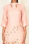 Shop_Khwaab By Sanjana Lakhani_Peach Silk Embroidered Floral Motifs Round Kurta Set _Online_at_Aza_Fashions