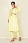 Buy_Khwaab By Sanjana Lakhani_Yellow Bamber Silk Embroidered Floral Motifs Round Anarkali Set _at_Aza_Fashions