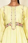 Khwaab By Sanjana Lakhani_Yellow Bamber Silk Embroidered Floral Motifs Round Anarkali Set _at_Aza_Fashions