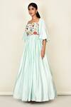 Buy_Khwaab By Sanjana Lakhani_Blue Silk Embroidered Floral Motifs Cutwork Anarkali _Online_at_Aza_Fashions